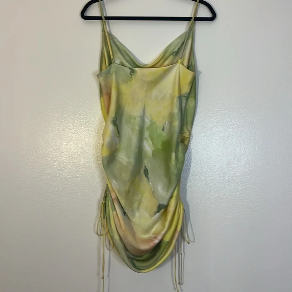 Wilfred | Aritzia Only ruched mini slip dress Marsh Honey Dew women’s size L - Picture 6 of 12